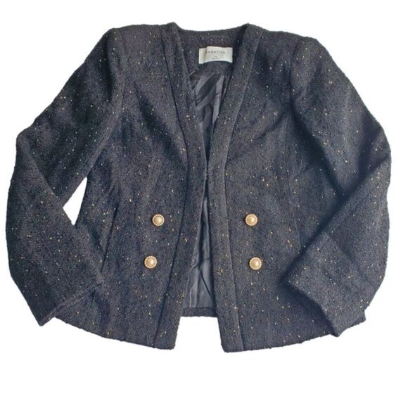 Babaton Black & Gold Tweed Tretter Blazer Size 00 - Picture 1 of 9